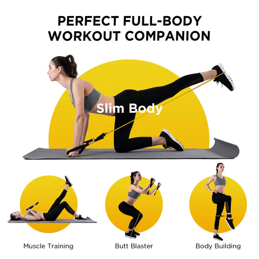 Resistance Bands Exercise Bands Workout Bands - up to 150Lb, Indoor and Outdoor Bands with Door Anchor and Handles for Strength, Slim, Yoga, Home Gym Equipment for Men/Women