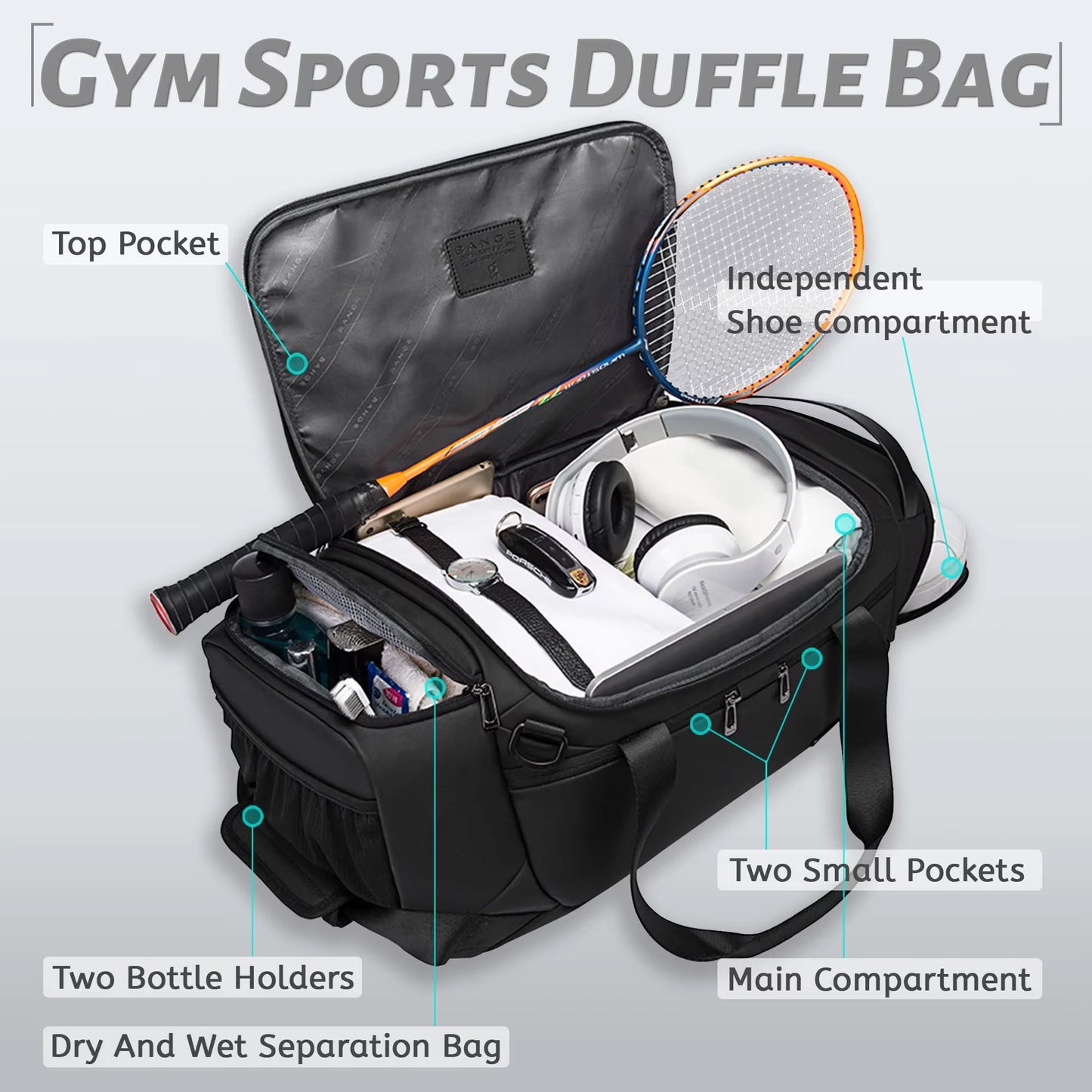 Sports Waterproof Duffel Bags with Shoe Compartment 21 Inch Gym Bag for Men with Wet and Dry Compartment Travel Bags Gym