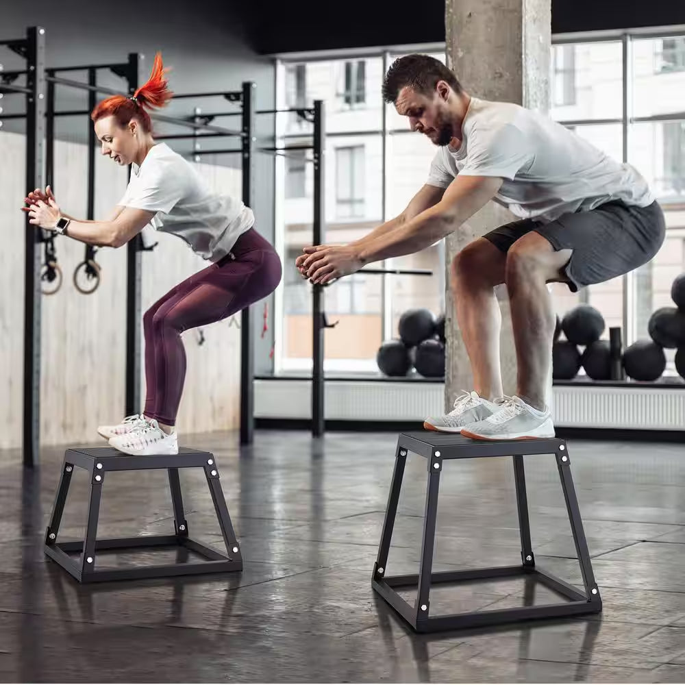 Plyometric Platform Box 12 In. Fitness Exercise Jump Box Step Plyometric Box Jump for Exercise Fit Training, Black
